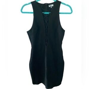 Tobi women’s black halter mini dress deep v neck cleavage size small